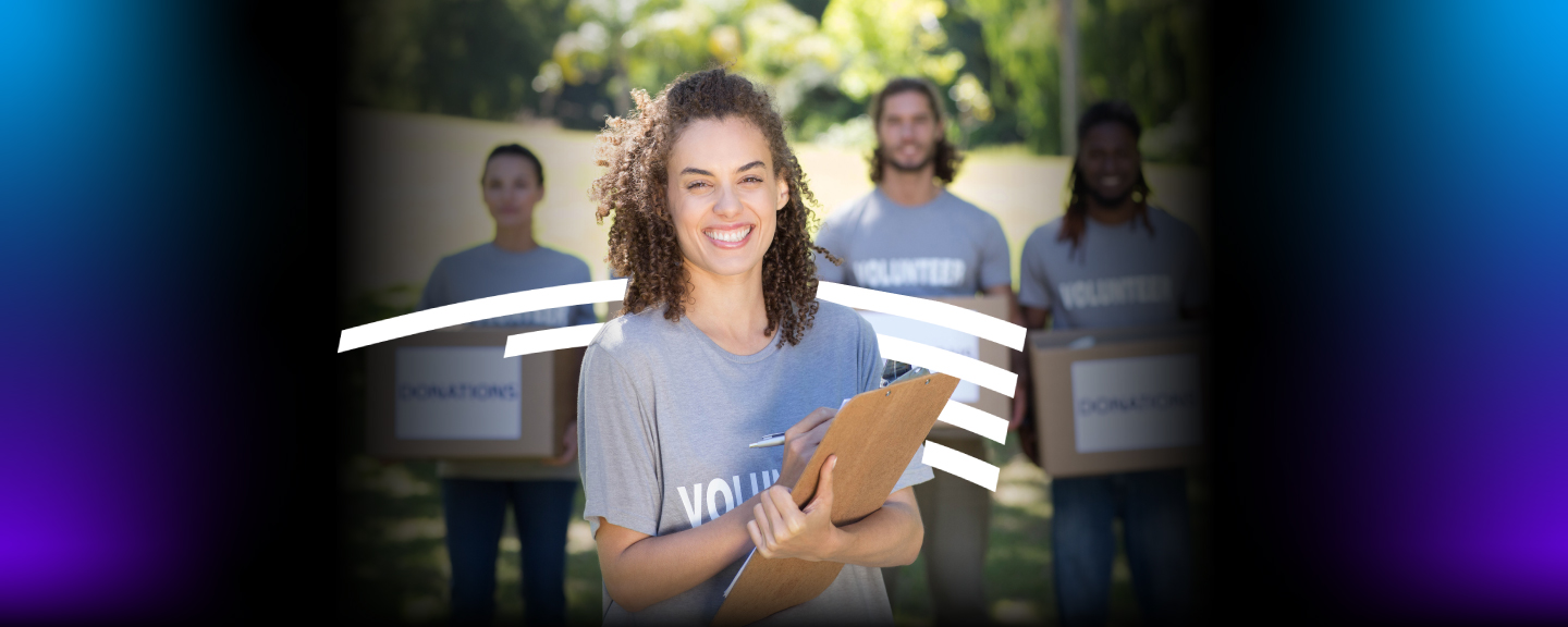 Group of volunteers donating their time to help