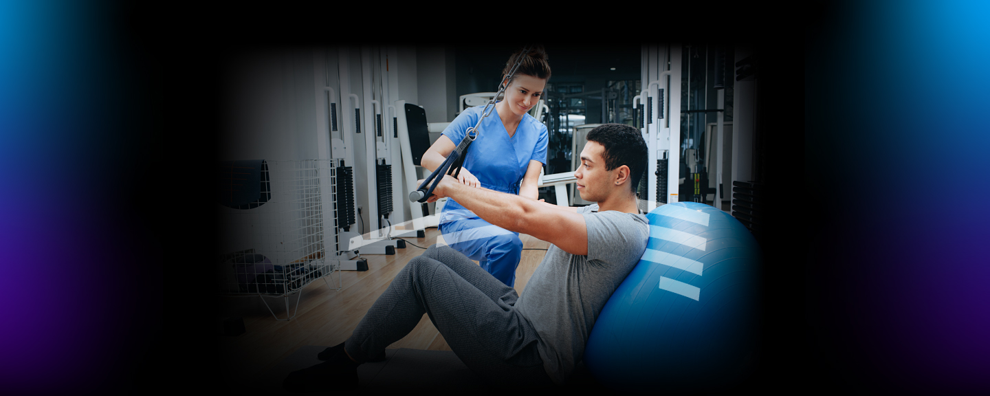 Man participating in physical rehab session