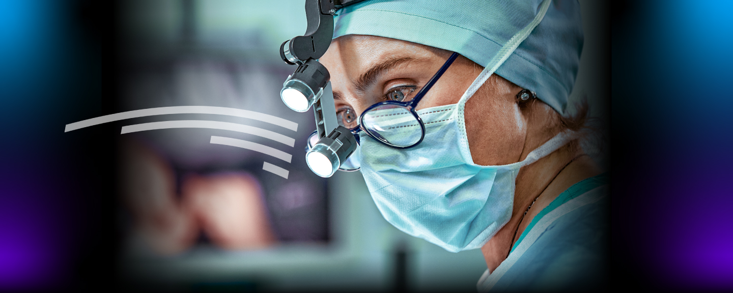 Female surgeon with mask