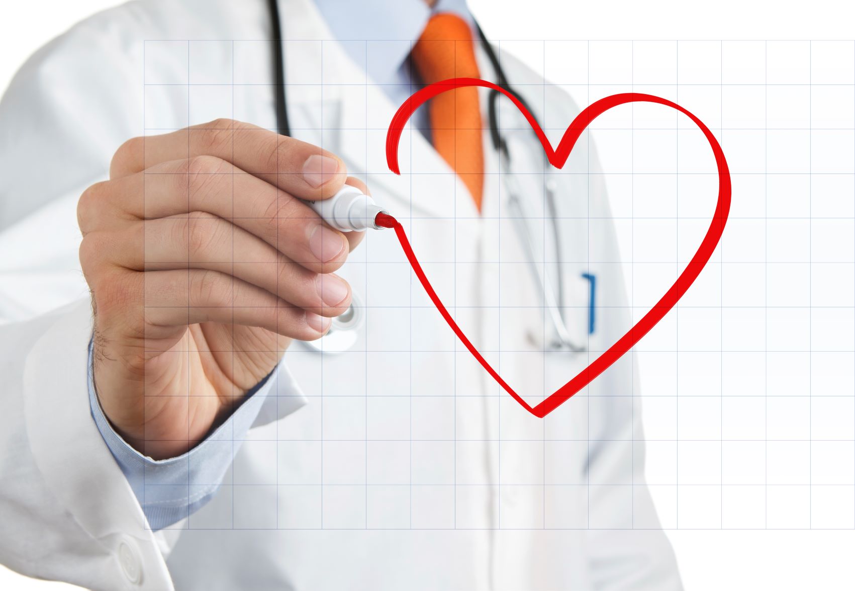 medical provider drawing a heart