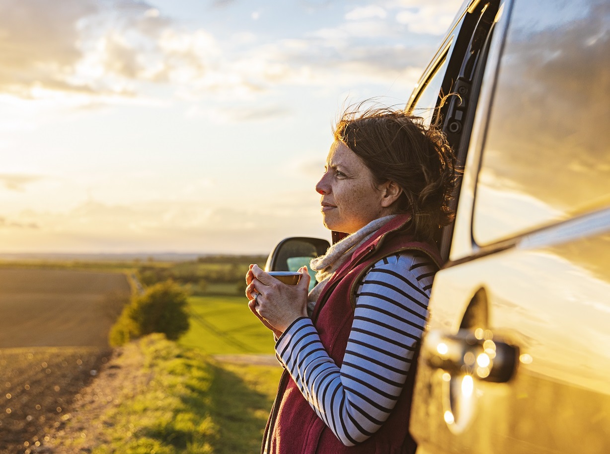 Women Drinking Coffee Outside