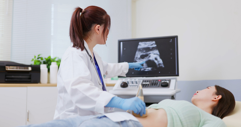 Doctor doing ultrasound test 