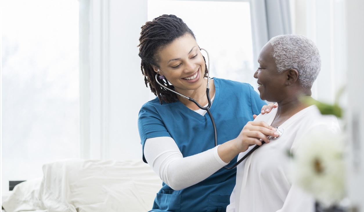 Nurse checking patient lung health