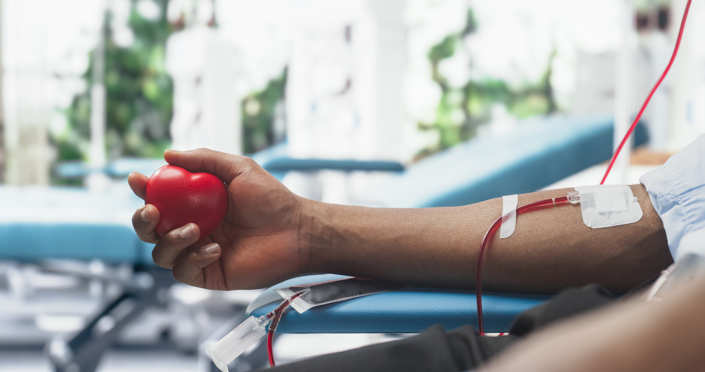 man donating blood