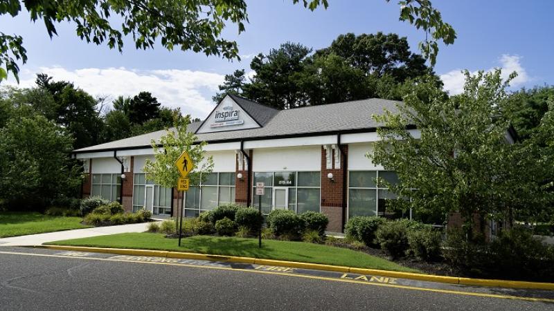 Hospital facility building with Signage 'Inspira Health'