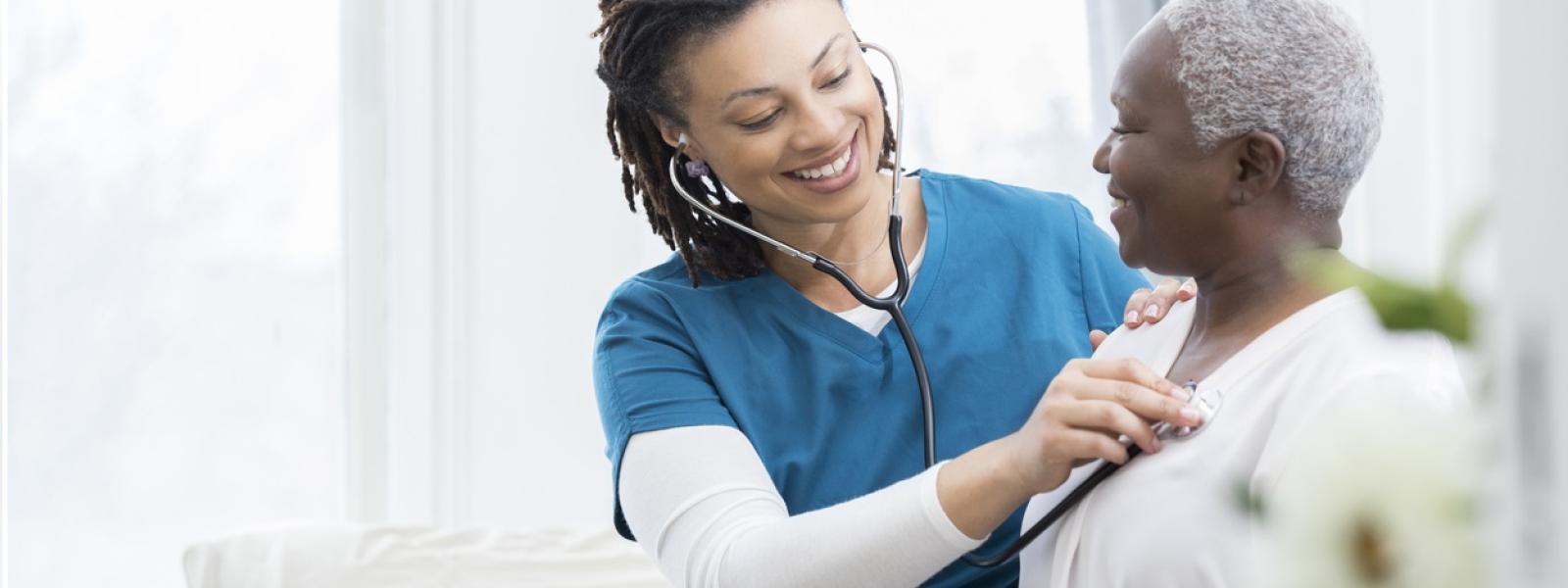 Nurse checking patient lung health