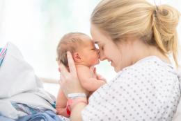 New mom holding her baby