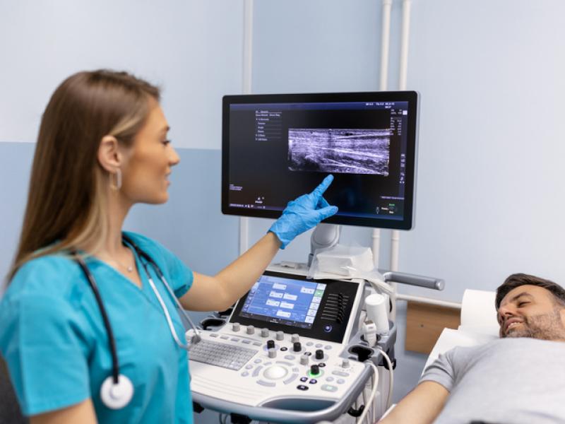 Doctor doing ultrasound test 