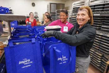 Volunteers packing thanksgiving meals