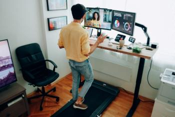 Man working on desktop 