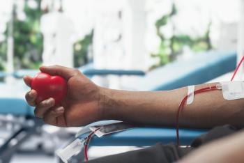 man donating blood